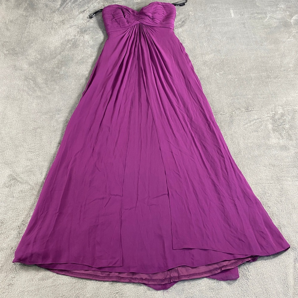 Tadashi Dress Womens 4 Purple Silk Ruched Sweetheart Maxi Luxury Prom Bridesmaid